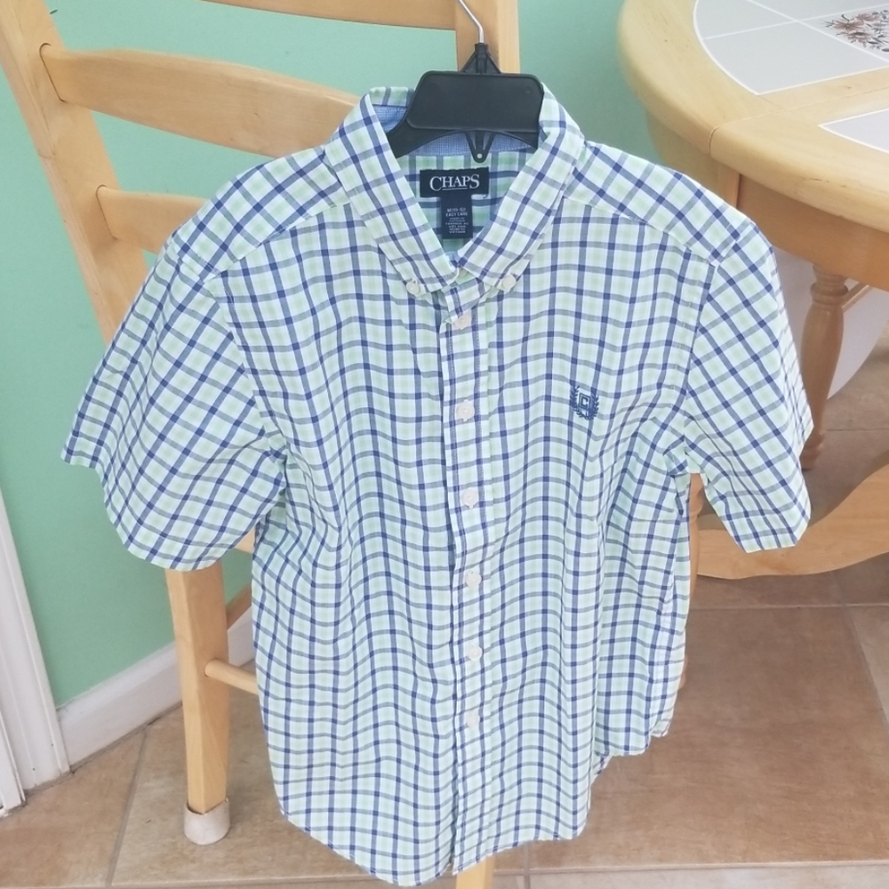 Chaps blue green plaid short sleeve medium